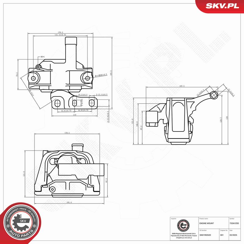 ESEN SKV 75SKV293 Mounting, engine