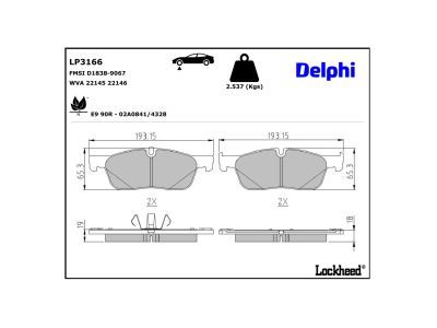 DELPHI LP3166 Diskinių stabdžių kaladėlių komplektas