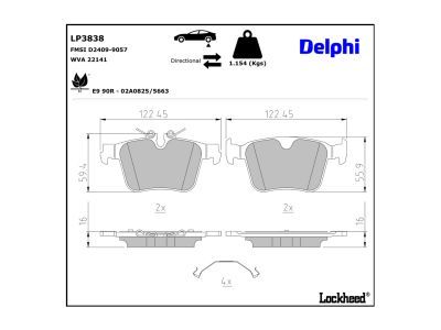 DELPHI LP3838 Brake Pad Set, disc brake