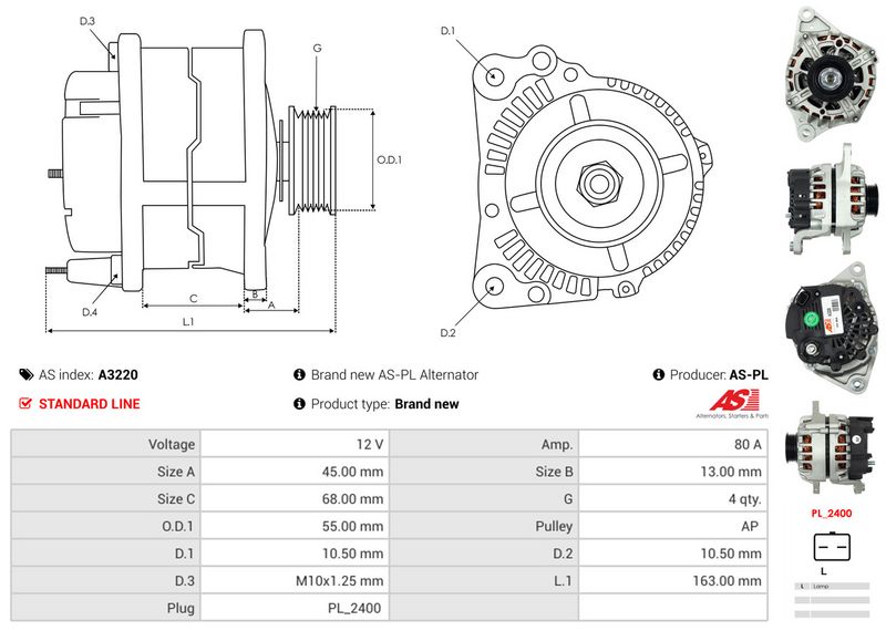 AS-PL A3220 Alternator