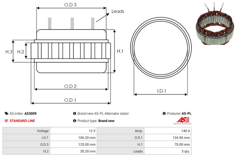 Staator, generaator, AS-PL AS3009