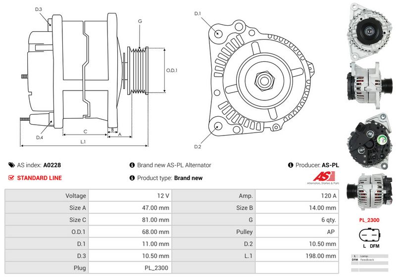 AS-PL A0228 Alternator