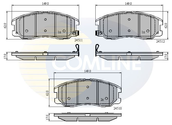 Комплект гальмівних накладок, дискове гальмо Comline CBP31582