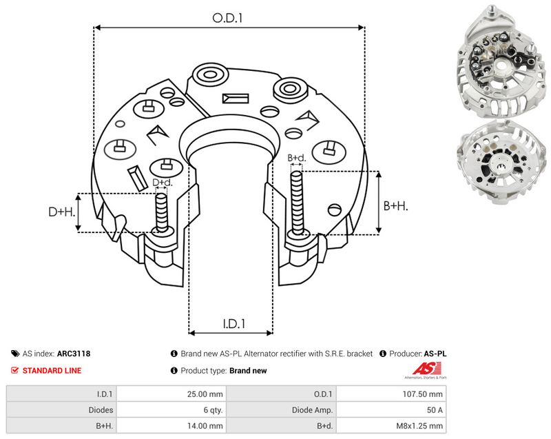 AS-PL ARC3118 Rectifier, alternator