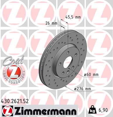 Гальмівний диск, Zimmermann 430.2621.52