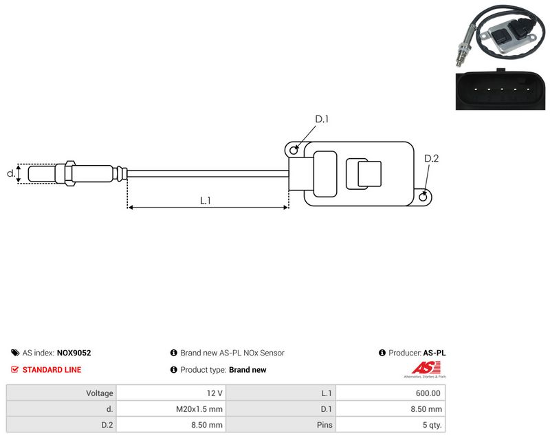NOx-sensor, karbamiidipritse, AS-PL NOX9052