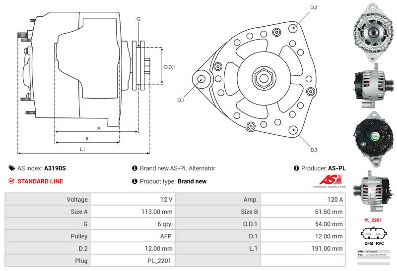 AS-PL A3190S Alternator