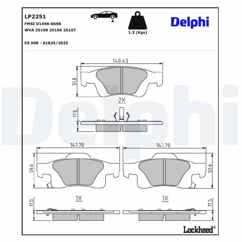 Piduriklotsi komplekt, ketaspidur, DELPHI LP2251