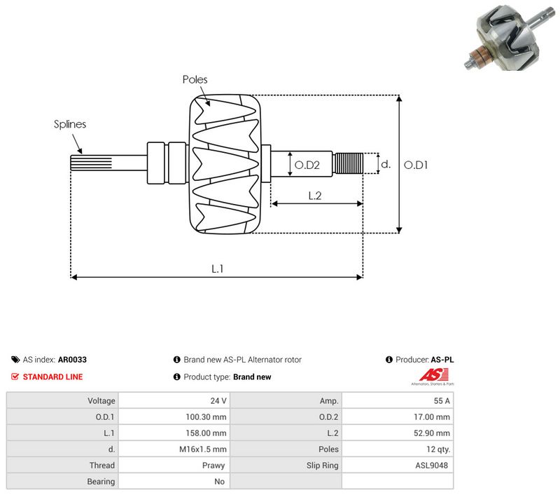 rootor, generaator, AS-PL AR0033