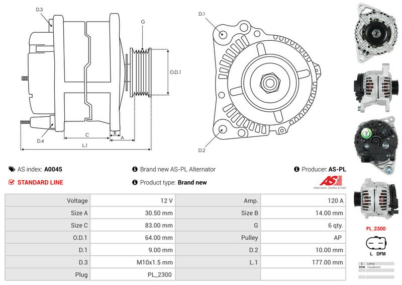 AS-PL A0045 Alternator
