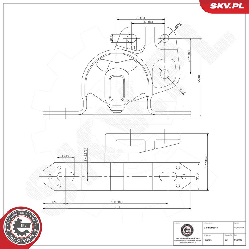 Paigutus, Mootor, ESEN SKV 75SKV039