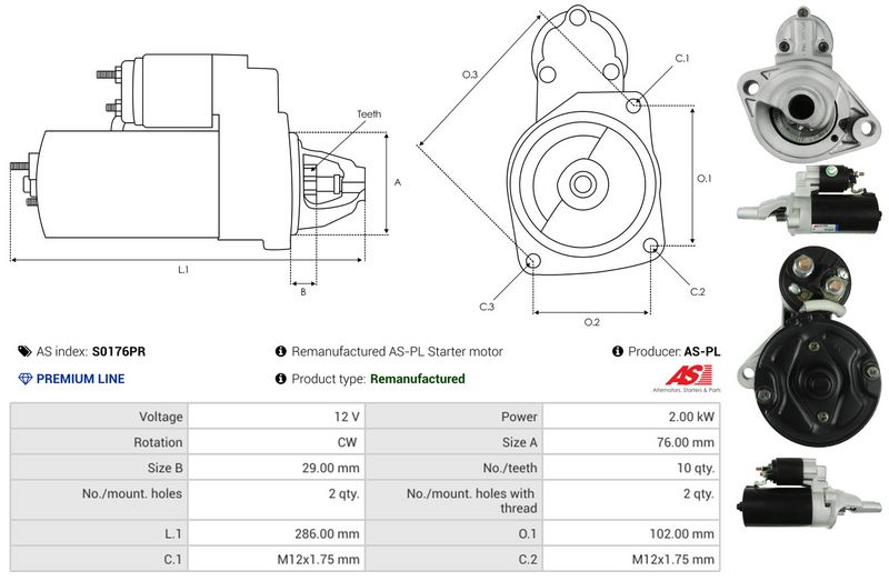 Starter, AS-PL S0176PR