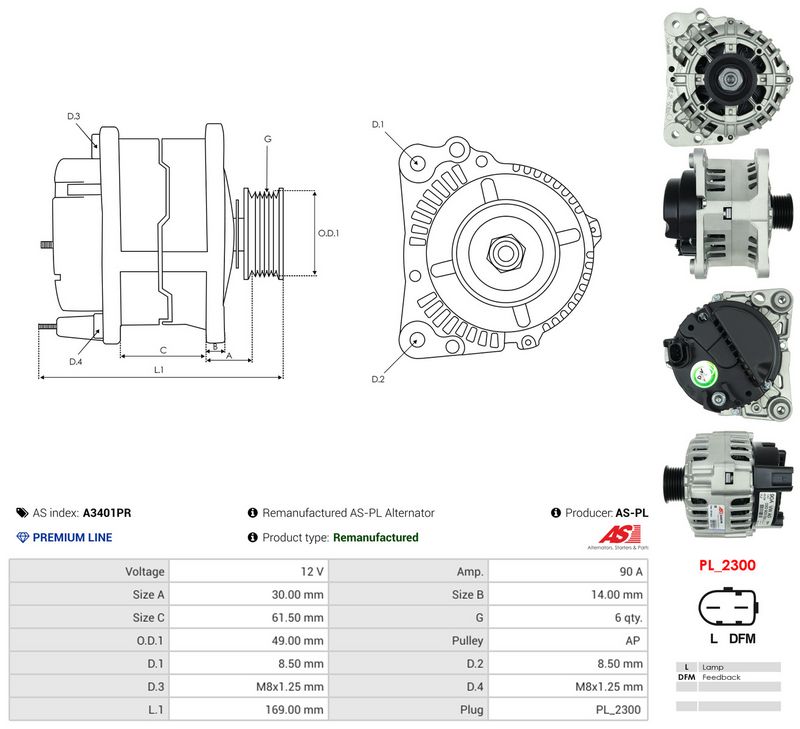 Generaator, AS-PL A3401PR