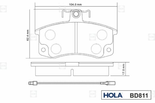 Комплект гальмівних накладок, дискове гальмо, Hola BD811