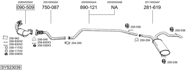 BOSAL kipufogórendszer SYS23039