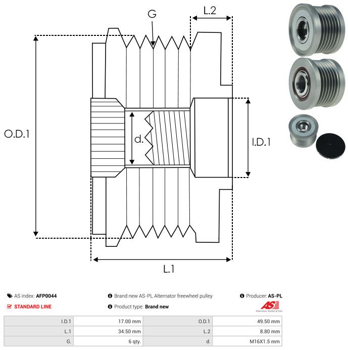 AS-PL AFP0044 Alternator Freewheel Clutch
