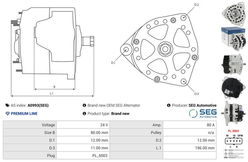 AS-PL A0993(SEG) Alternator