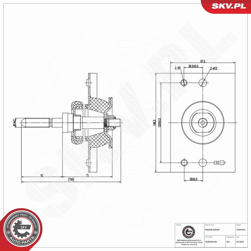 ESEN SKV 75SKV401 Mounting, engine
