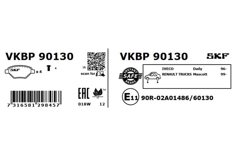 SKF VKBP 90130 Brake Pad Set, disc brake