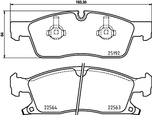 Комплект гальмівних накладок, дискове гальмо, Hella 8DB355025-541