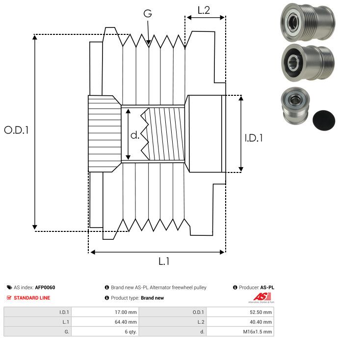 AS-PL AFP0060 Alternator Freewheel Clutch