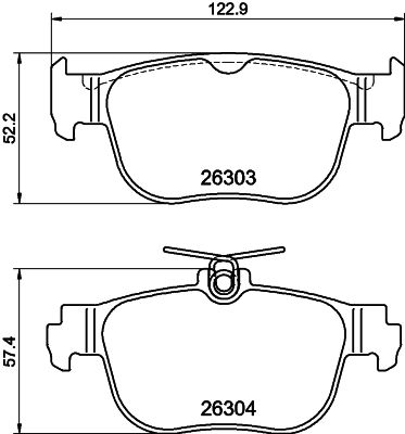 Комплект гальмівних накладок, дискове гальмо, Hella 8DB355040-981