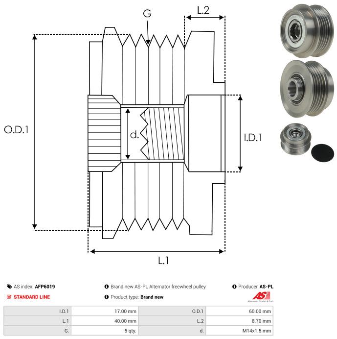 AS-PL AFP6019 Alternator Freewheel Clutch