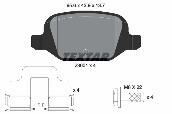 Комплект гальмівних накладок, дискове гальмо, Textar 2360102