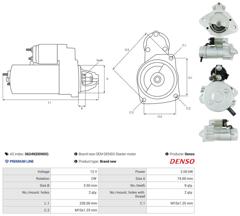 Starter, AS-PL S6249(DENSO)