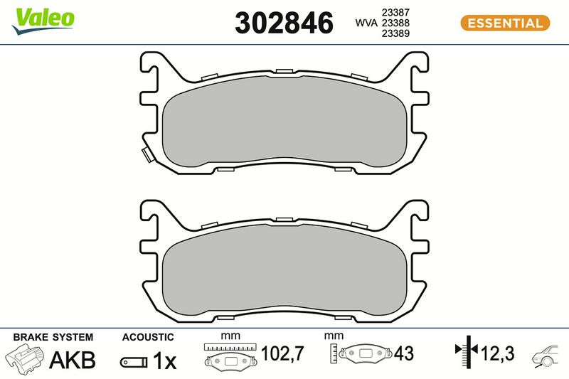 комплект спирачно феродо, дискови спирачки VALEO