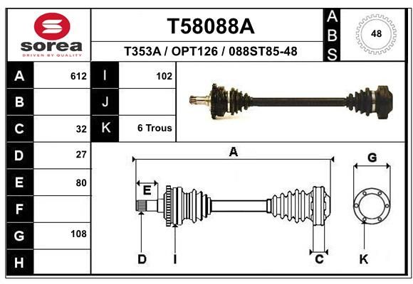 EAI hajtótengely T58088A