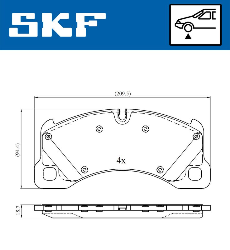 Комплект гальмівних накладок, дискове гальмо, Skf VKBP80461