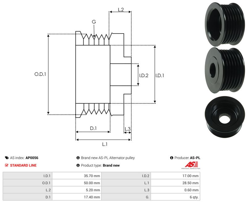Rihmaratas, generaator, AS-PL AP0056