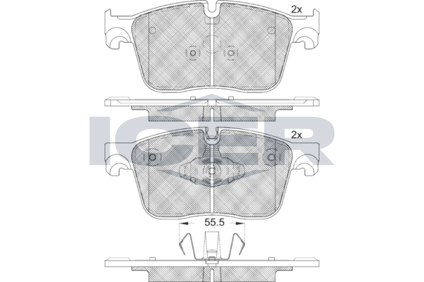 Комплект гальмівних накладок, дискове гальмо, Icer 182238