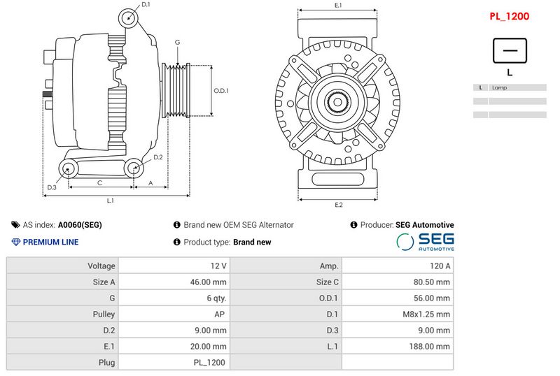 Brand new OEM SEG Alternator
