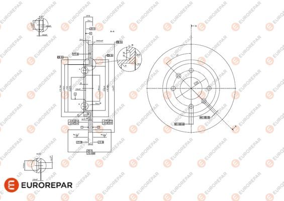 Тормозной диск EUROREPAR 1618890380 К-КТ