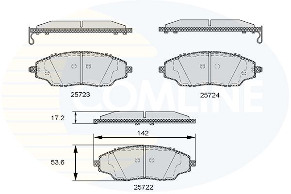 Комплект гальмівних накладок, дискове гальмо, Comline CBP36083