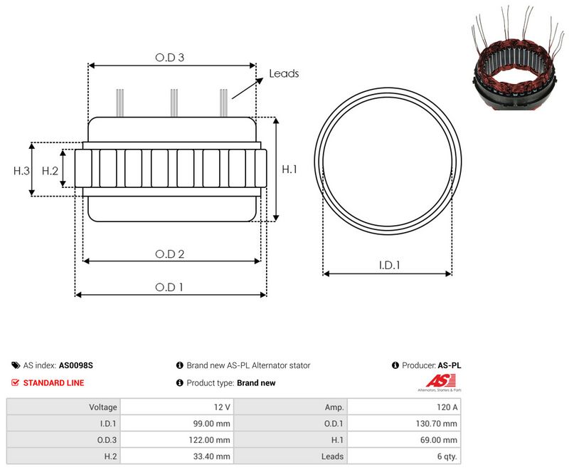 Staator, generaator, AS-PL AS0098S