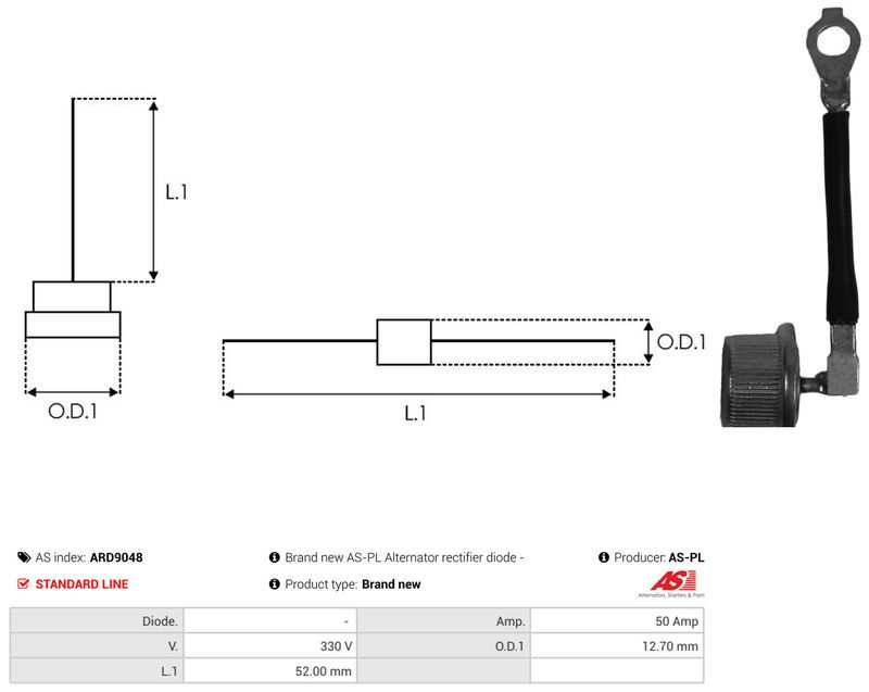 AS-PL ARD9048 Rectifier, alternator