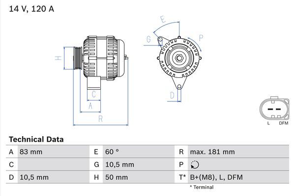 Генератор, Bosch 0986047530