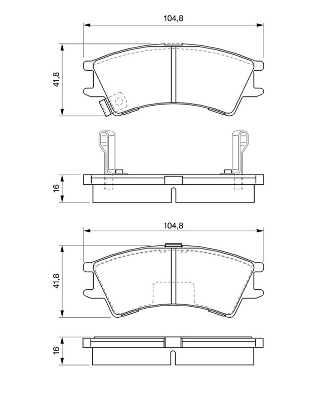 Piduriklotsi komplekt, ketaspidur, BOSCH 0 986 424 575