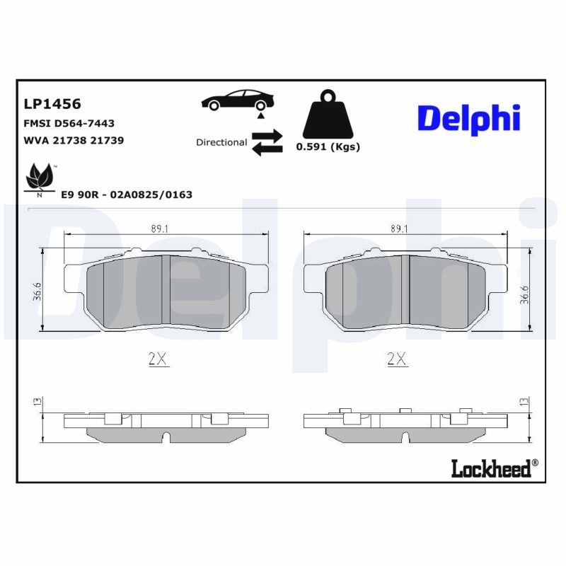 Piduriklotsi komplekt, ketaspidur, DELPHI LP1456