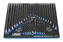 Laser Tools AF/Metric Combination Spanner Set 32pc