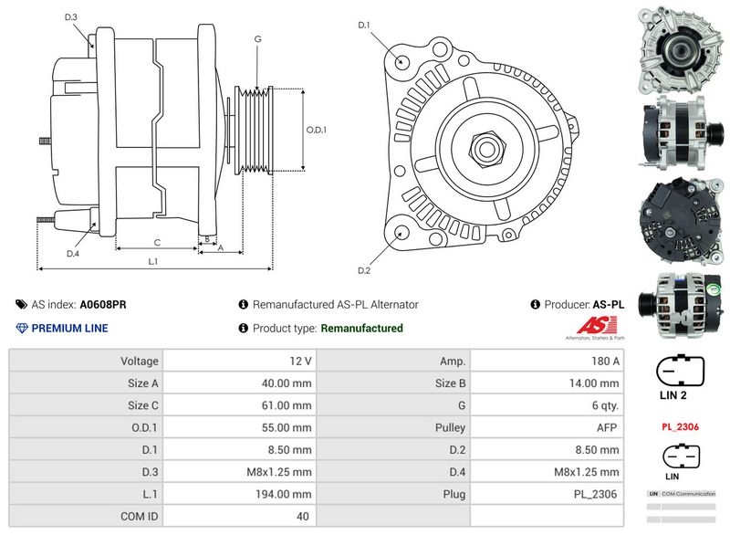 AS-PL A0608PR Alternator