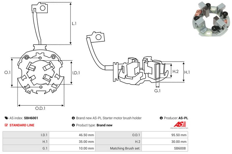 AS-PL SBH6001 Holder, carbon brushes