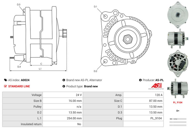 AS-PL A0024 Alternator