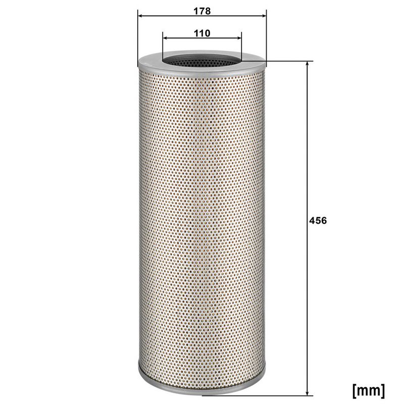 Hydraulisch filter (patroon) past: AGCO 8360, 8425, 8425 AGCOSTAR  CASE IH 921 C, 290  DAEWOO DH258LC-7  DOOSAN DH300LC-7, 250-V, 300-V, 500-V, 290LC-V, 290LL, 300LC-V, 300LL  FORD 9482, 9682, 9882