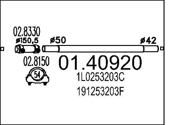 MTS kipufogócső 01.40920