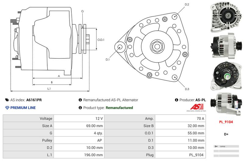 AS-PL A6161PR Alternator
