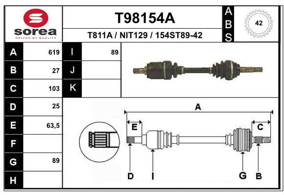 EAI hajtótengely T98154A